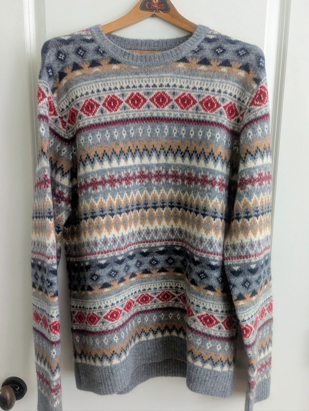 Lucky Brand Classic Fair Isle Crewneck Sweater - Gray with Multi-Color Pattern